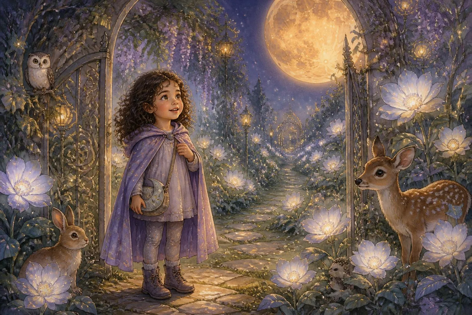 Cover illustration for Emily and the Enchanted Moon Garden