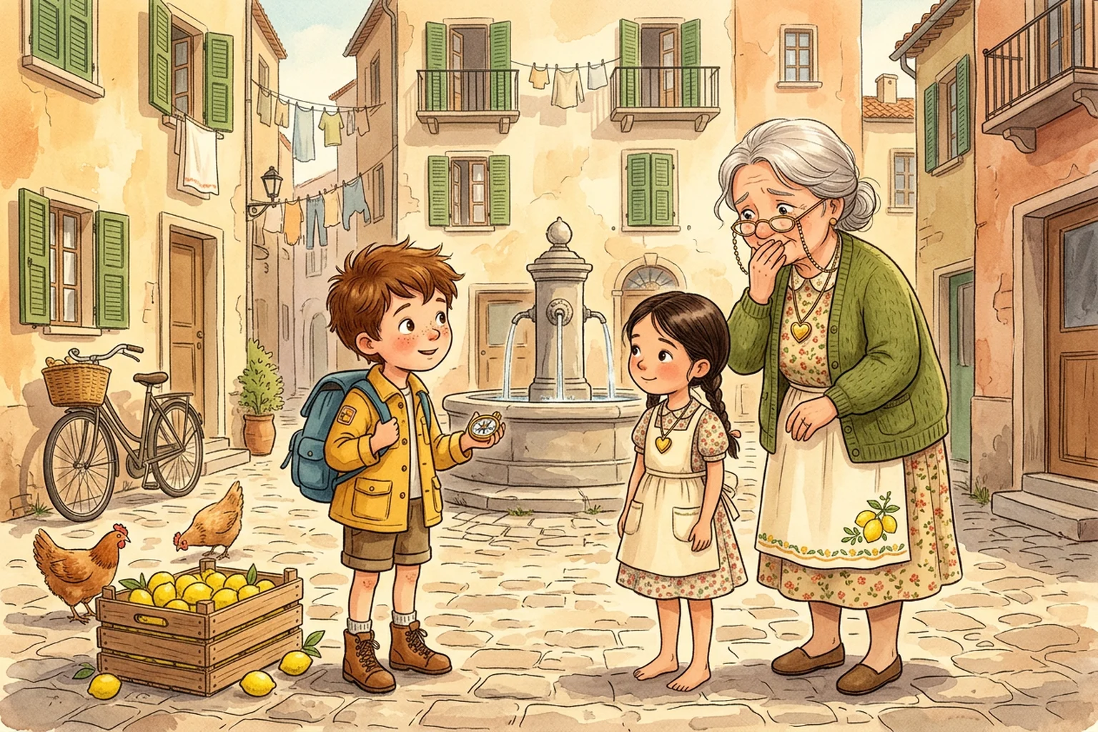 Illustration for page 3 of Noah and Nonna Marina's Secret Time Machine